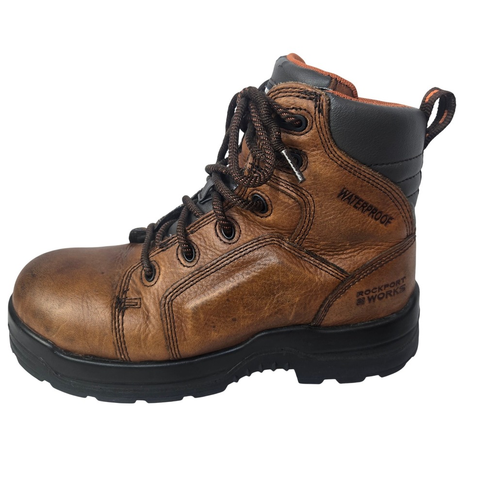 Rockport Works Waterproof Composite Toe Boots Mens 7.5 Womens 9.5 Brown RK6640